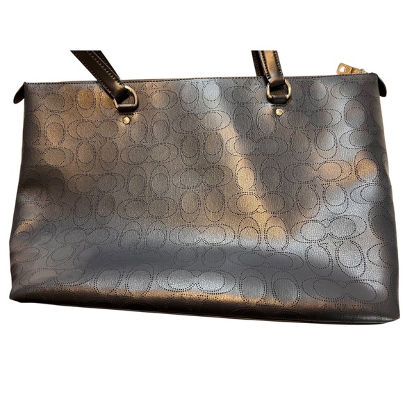 Coach Navy Perforated Leather Gallery Tote‎ Shoulder Bag Style 1499 - Picture 7 of 7